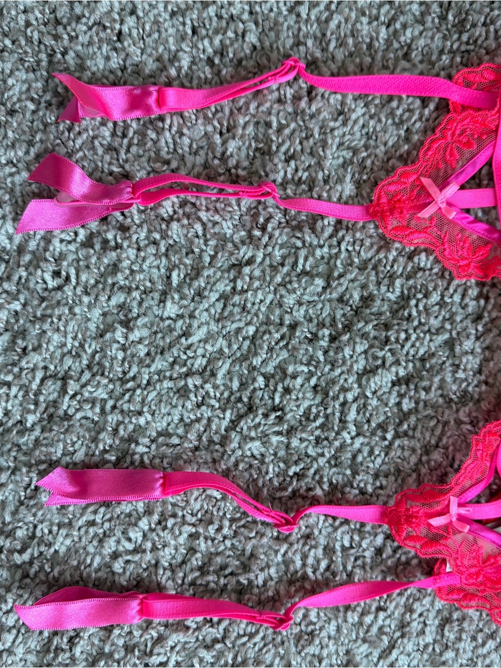 Victoria's Secret Hot Pink Lace Garter Set